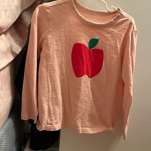 Primary Peach Long Sleeve Shirt with Red Apple